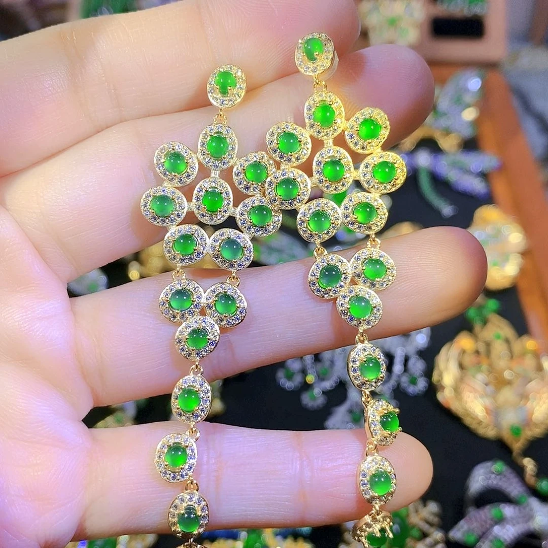 吊坠(不含链)银S925镶嵌翡翠