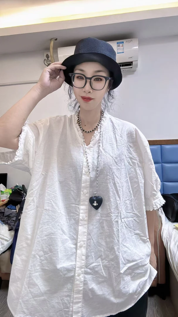 【左绣定制】2025款欧版原创宽松休闲亚麻花边上衣28182