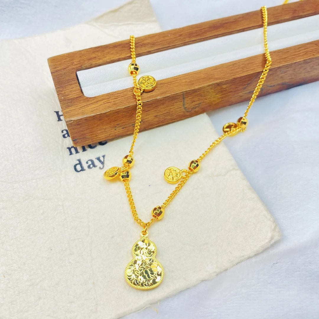 K04123黄色平安喜乐碎碎冰葫芦项链多样性发货46833