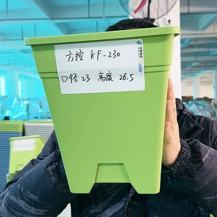 正品方盆口23高26果绿无托5只