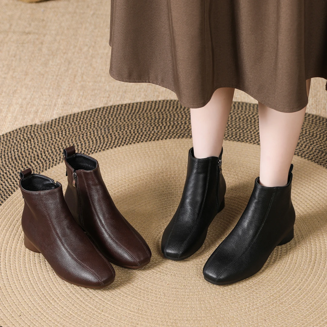 【纤芙森女鞋】7992短靴秋冬女鞋粗跟瘦瘦靴时尚百搭舒适短靴