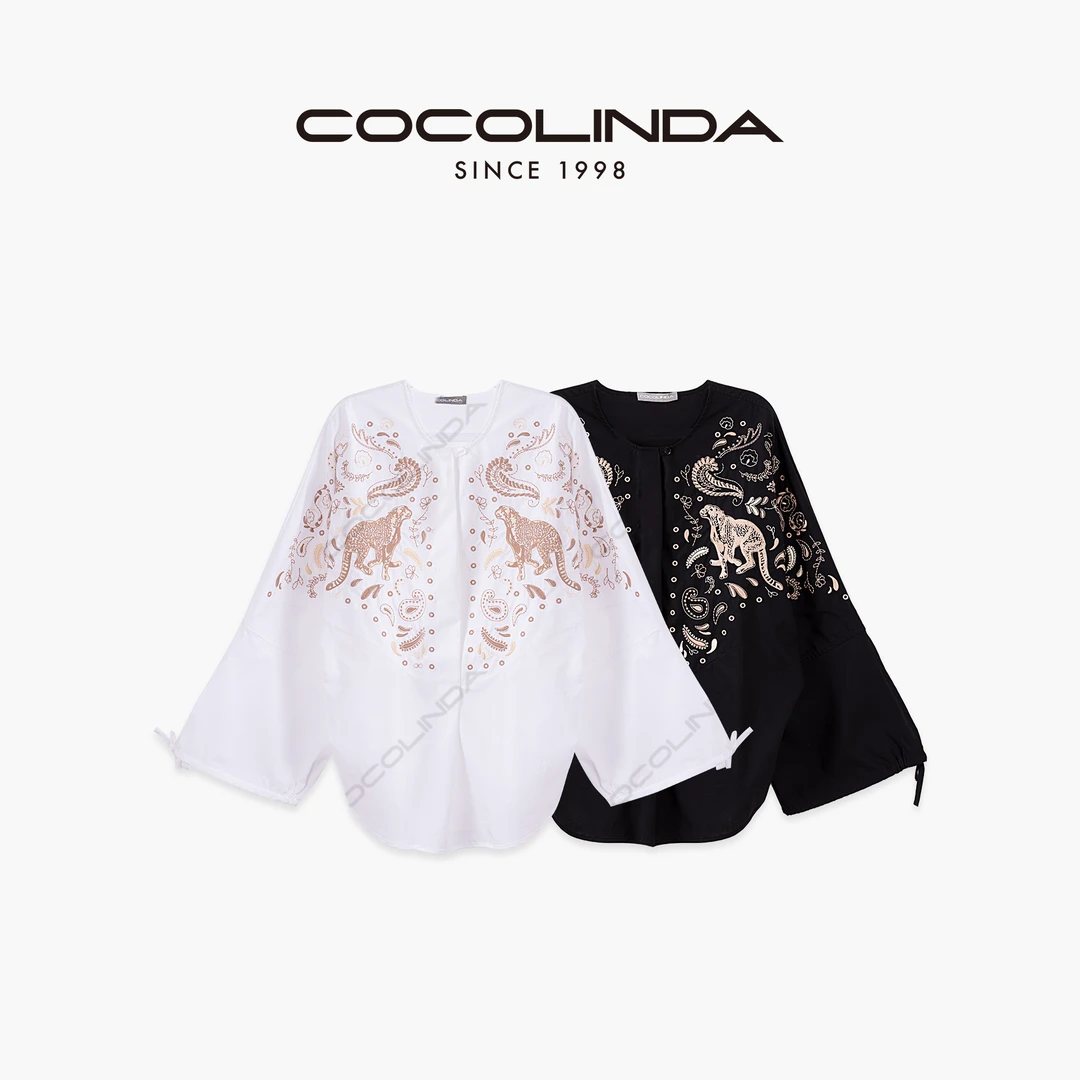 COCOLINDA | 100%棉法式四季休闲松弛度假风重工绣花衬衫K3410