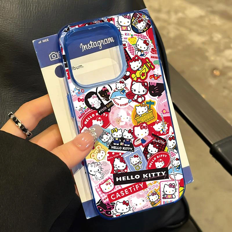 标签KT猫ins风适用iphone16/15p/14promax苹果11手机壳13软12卡通