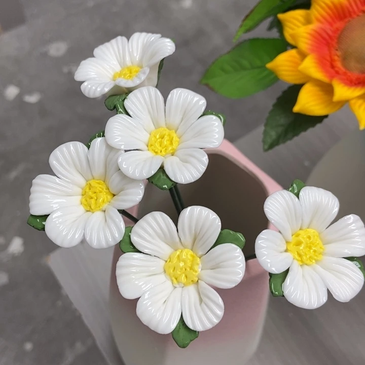 陶瓷手工制作陶瓷花5朵小雏菊