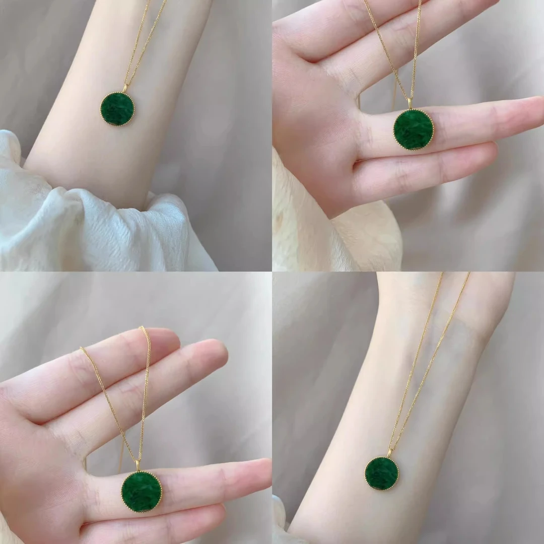 铜合金项链 显白新中式锁骨链无事牌项链复古精致白白钛钢琉璃