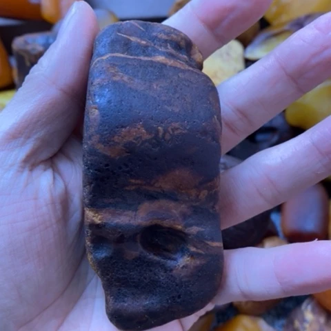 蜜蜡珠宝奇石未镶嵌琥珀蜜蜡原石定制 全皮吊坠