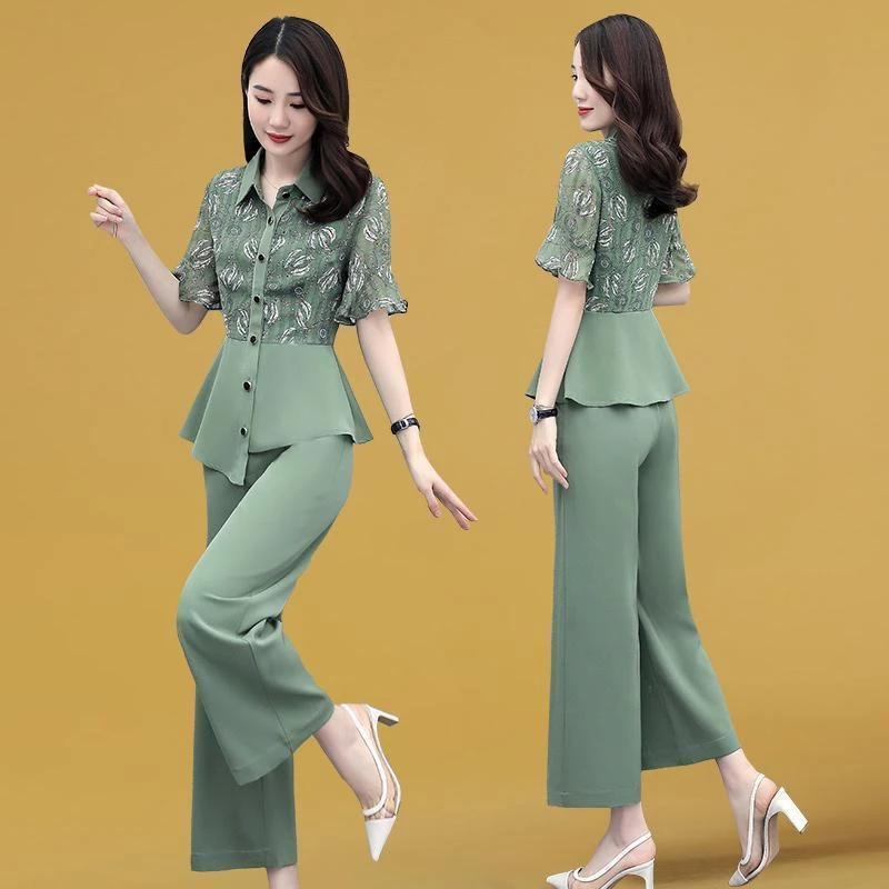 单/套装女 小个子2025新款夏季气质显瘦女士夏装时尚阔腿裤两件套