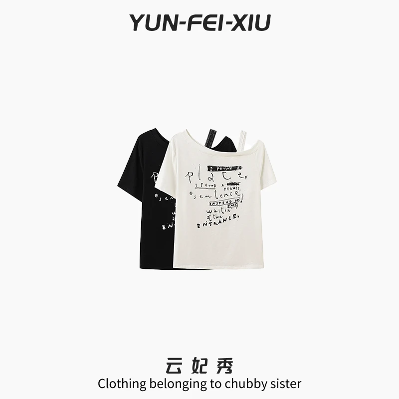 云妃秀大码女装T恤休闲时尚显瘦宽松遮肉减龄胖妹妹短袖夏季25521