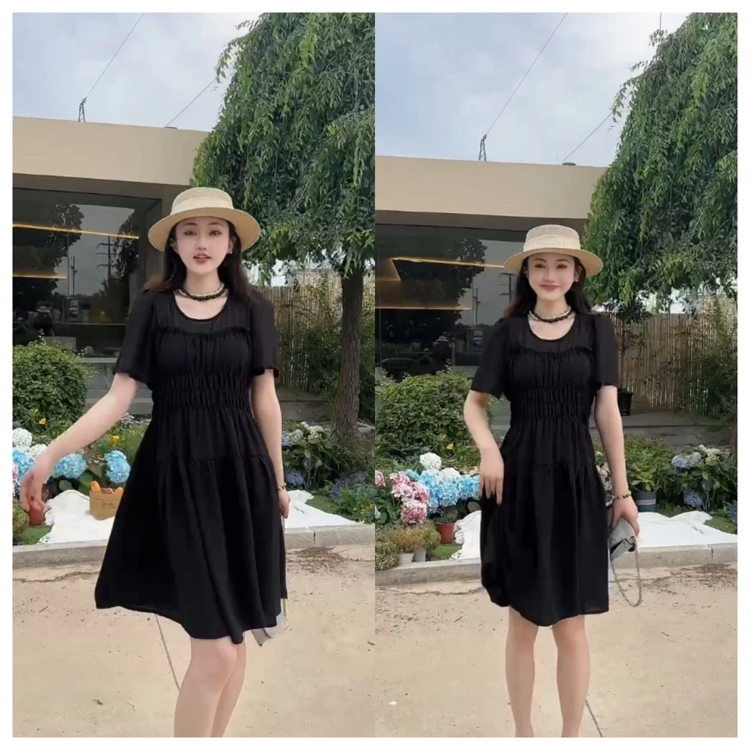 7086洋气收腰显瘦拼接连衣裙