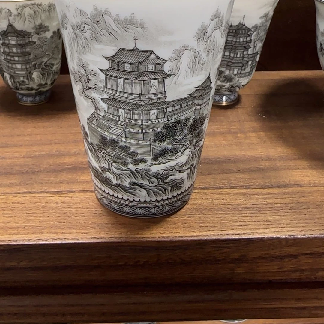 挂****明高端楼阁墨彩可乐杯