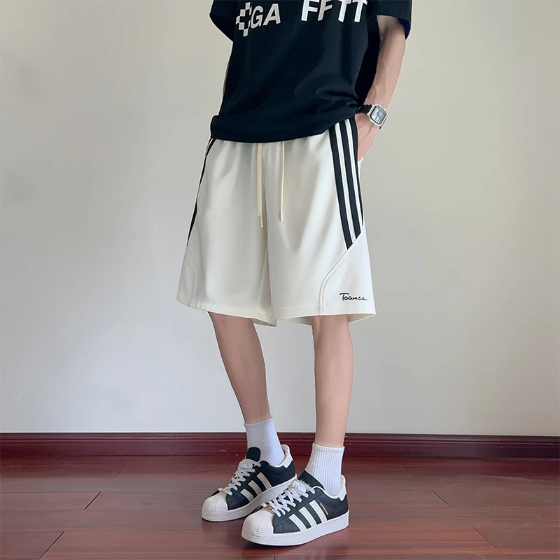 霄桂姿夏季新款清凉条纹宽松短裤男生潮流运动篮球五分裤休闲中裤