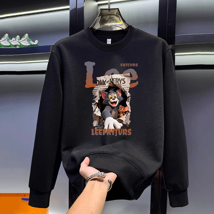 2025新款秋冬潮牌爆款圆领卫衣男款时尚卡通休闲男士加绒保暖上衣