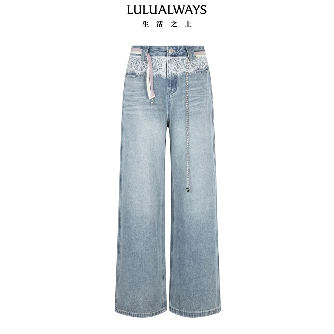 【高高甄选】LULUALWAYS夏季百搭显瘦垂感阔腿牛仔裤