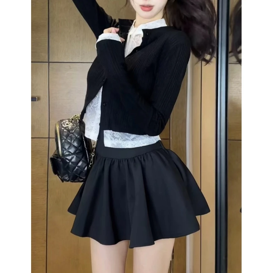 XIAOBAWANG美式小众别致绝美气氛感富家千金学院风三件套