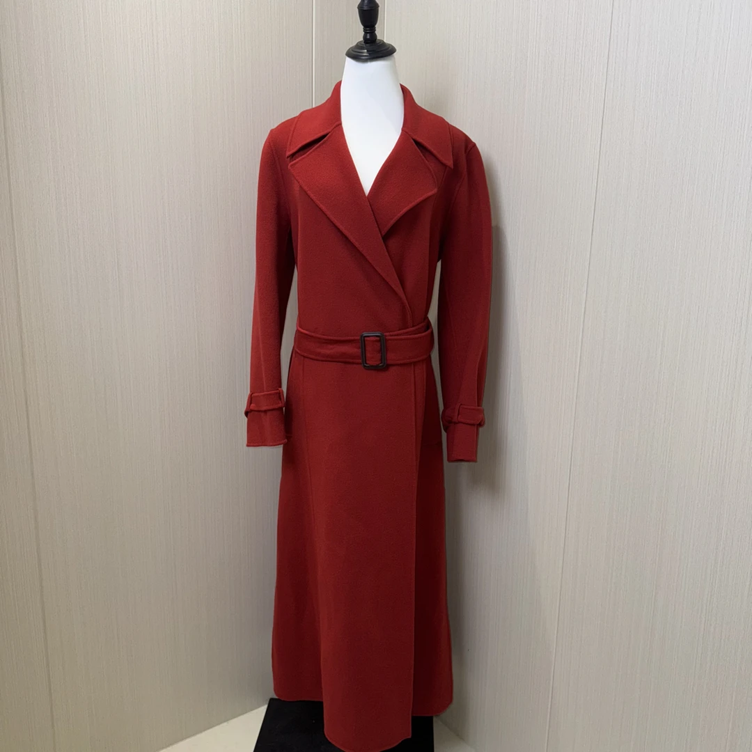 99新 MaxMara 胸围102衣长120尺码42红色毛呢大衣外套女装LX0847