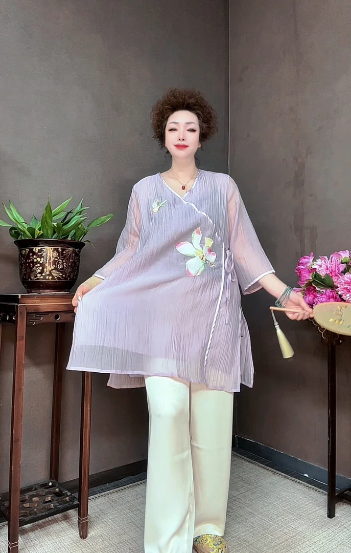 三姐家小张的刺绣中式春夏宽松大衫