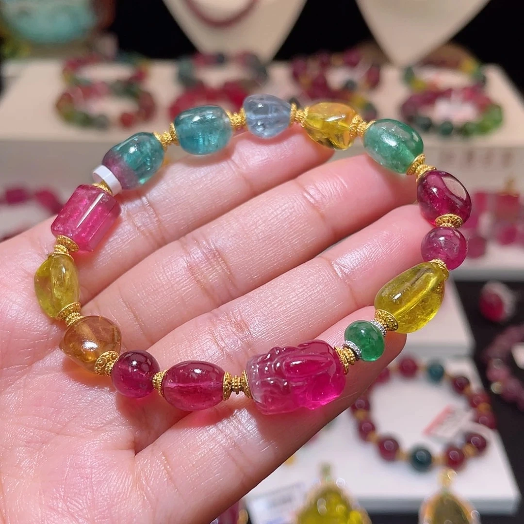 【相传碧玺】18K碧玺设计款手串 气质轻奢女士小众碧玺手链时尚