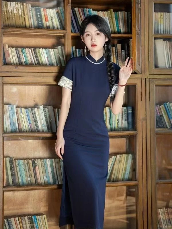 日常蕾丝中国风新中式立领旗袍优雅小学生包臀裙