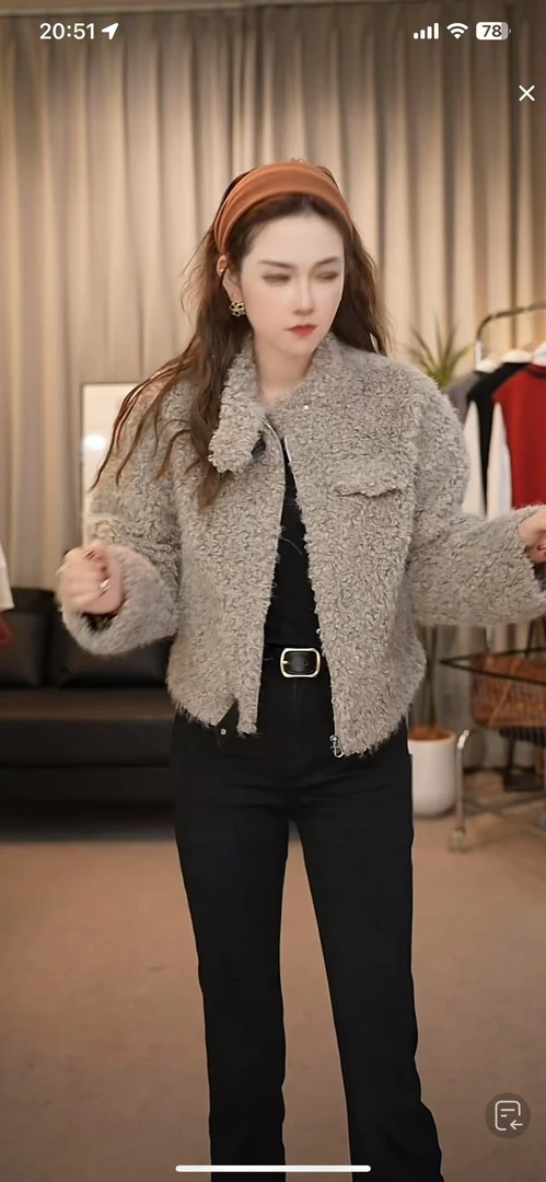 K107-DQ灰色毛毛短款外套（80-130）