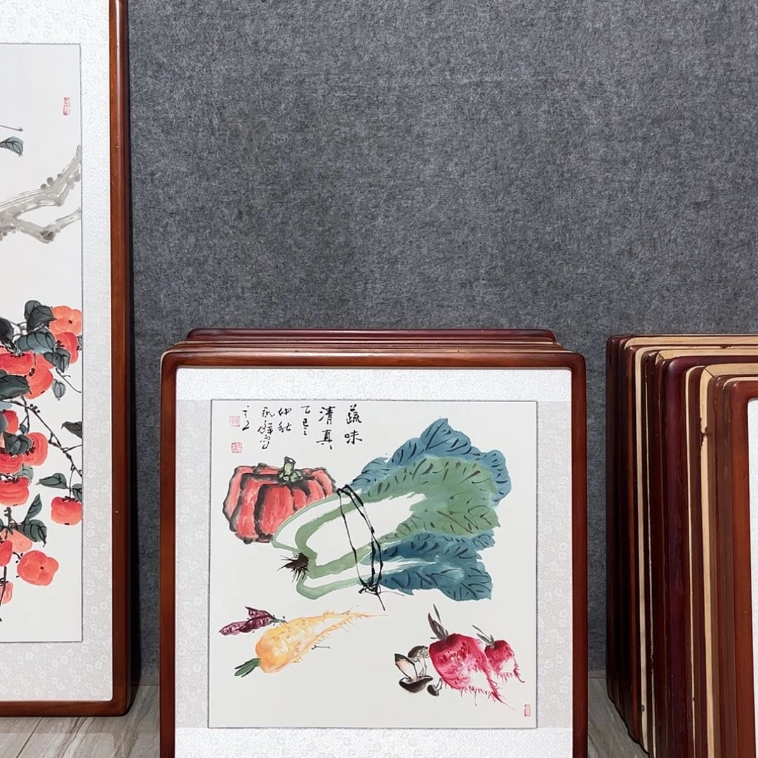 国画书画作品带框63×63
