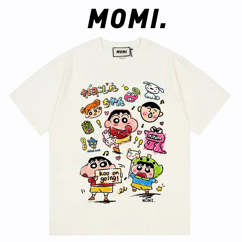 【MOMI】无感印花！动漫小新260克纯棉重磅短袖女宽松休闲百搭T恤