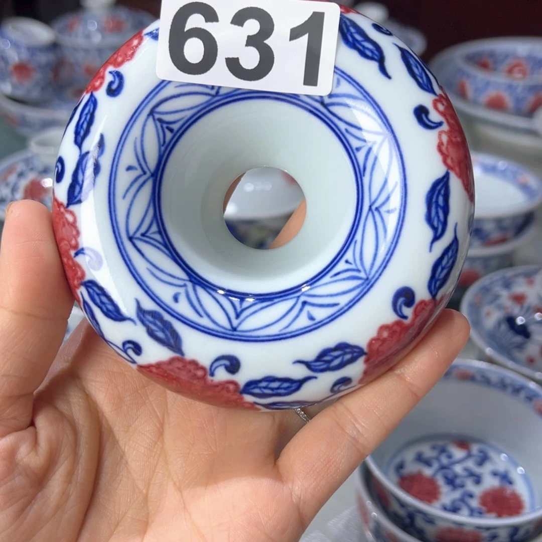 杯沁***?青花釉里红釉下