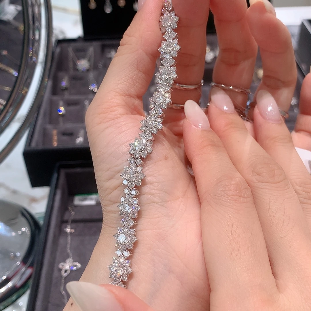 颈饰18K金镶嵌实验室培育钻石16cm