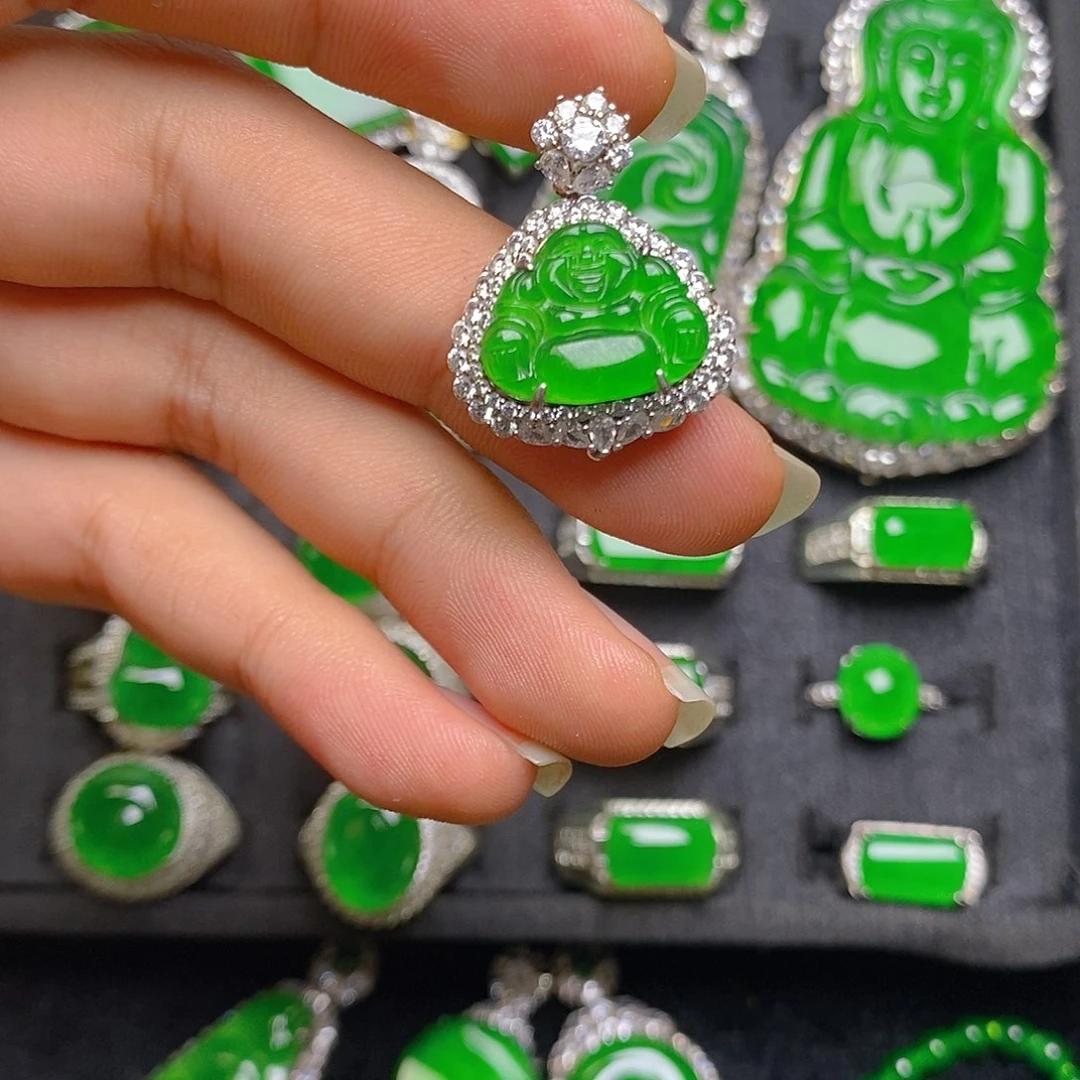 翡翠银S925镶嵌吊坠(赠链)吊坠