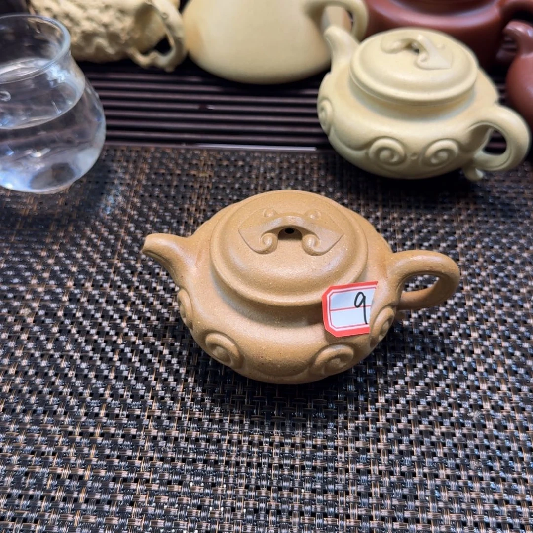 茶壶紫砂9号紫砂壶如意仿古瑕黄金段