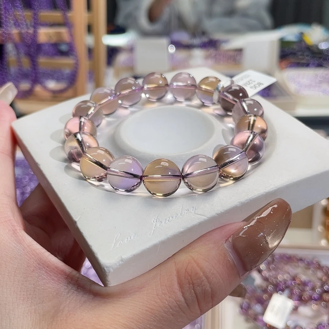 未镶嵌手链水晶12mm玻利维亚紫黄晶