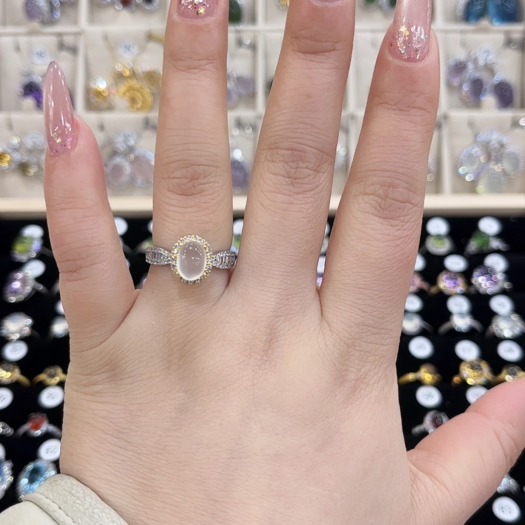 岫玉银S925镶嵌戒指