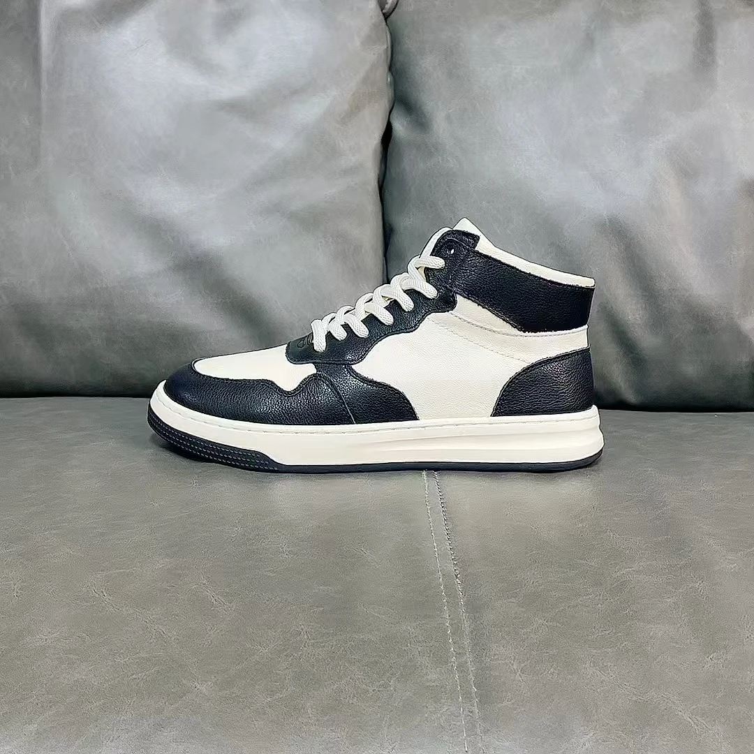 2025秋季新款男鞋休闲鞋真皮软底熊猫鞋百搭板鞋潮鞋子121308