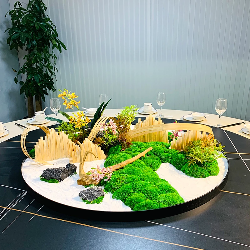 酒店圆桌转盘仿真花餐桌花摆花高端轻奢高档中间摆件大装饰花创意