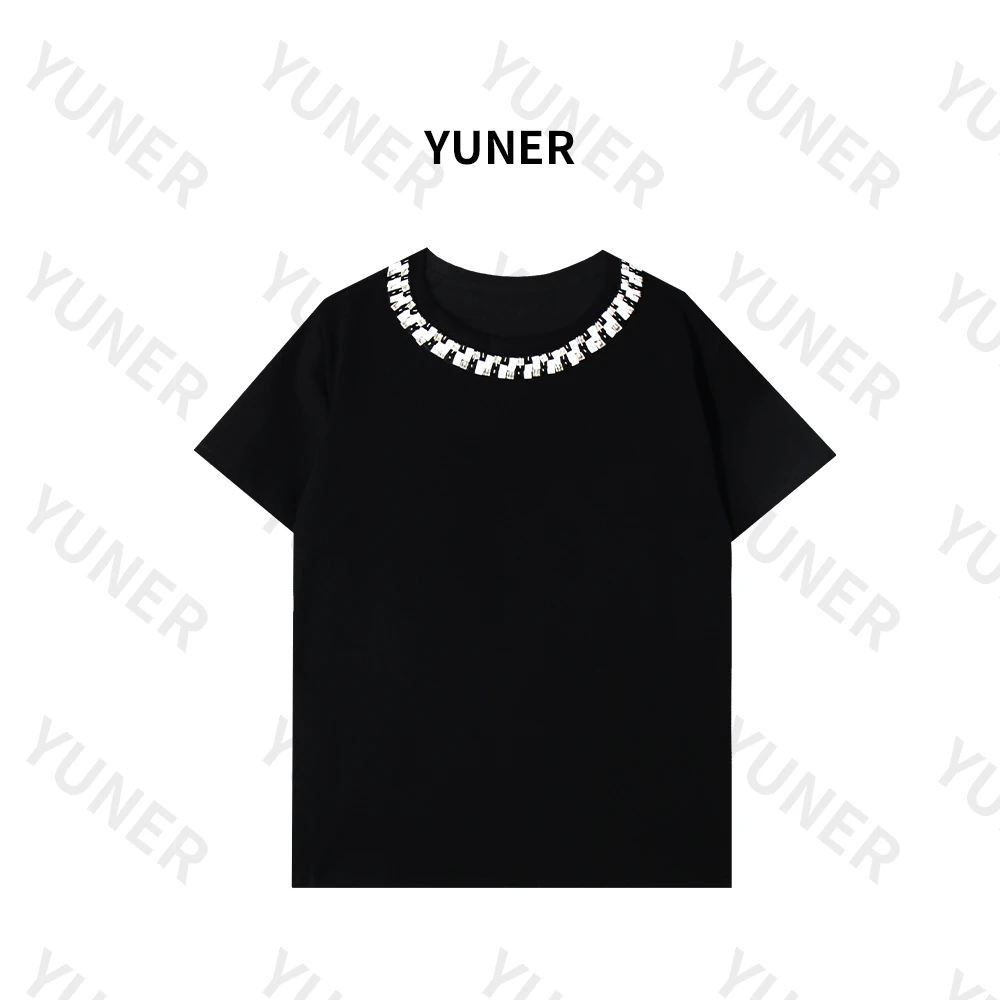 "总裁夫人“深圳南油轻奢高品质女装T恤百搭气质时尚重工镶钻上衣