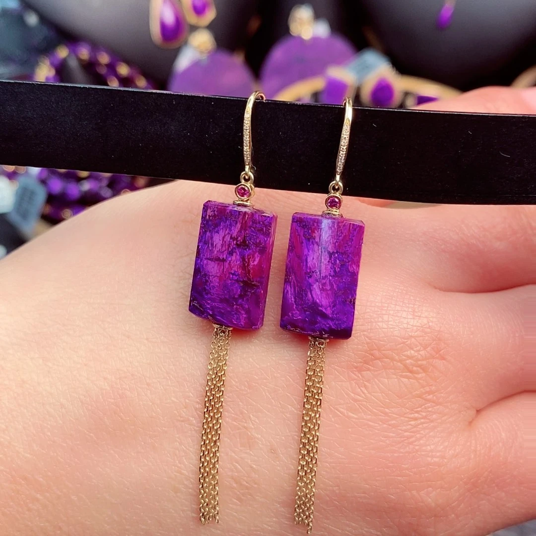 苏纪石（舒俱来）耳饰18K金镶嵌