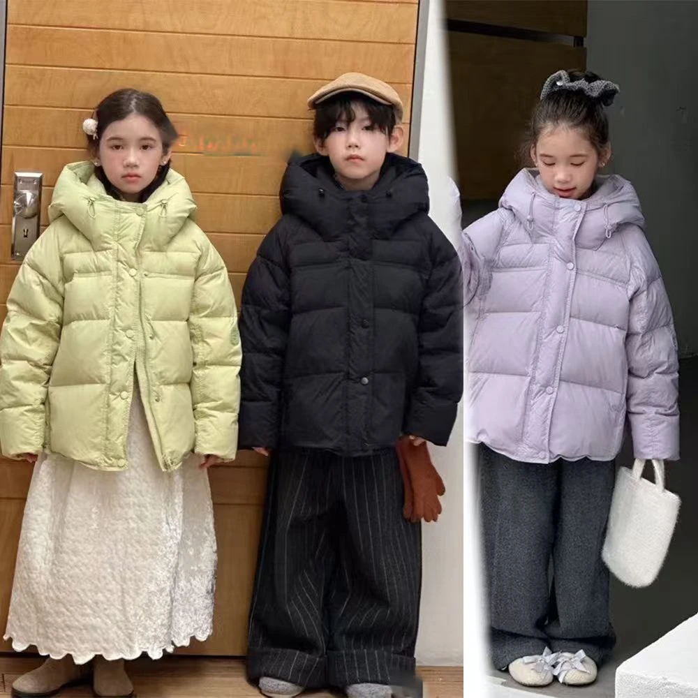 2025新款儿童保暖连帽羽绒服男女童韩系