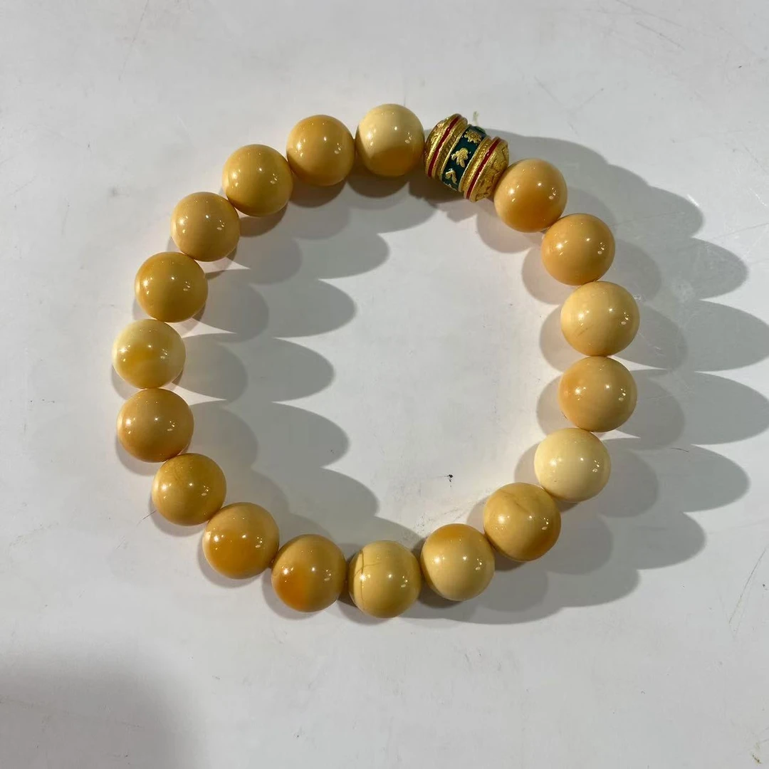 预售石英质玉（缅黄）溏心单圈WG001024手串12mm