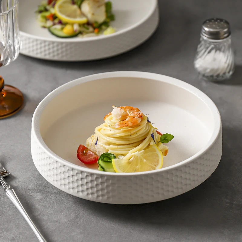 川岛屋白色盘子家用菜盘2025新款陶瓷西餐餐盘高级感牛排盘深圆盘