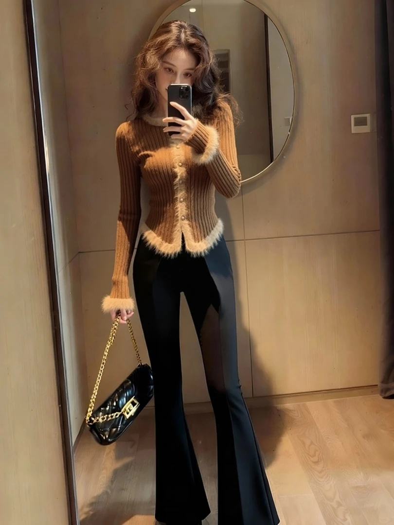 咖色小香风复古针织开衫女装2026秋冬设计小众气质绝美掐腰上衣潮