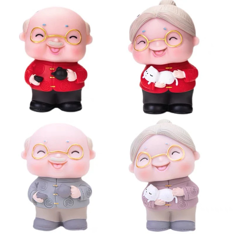 直播间专属爷爷奶奶蛋糕装饰摆件