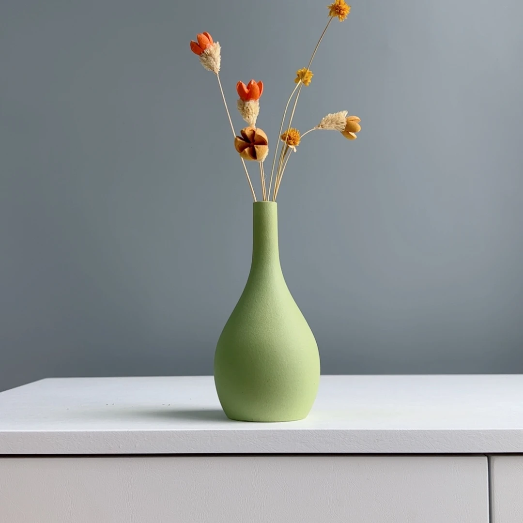 摆件陶瓷小花瓶摆件含花总高约20-30cm