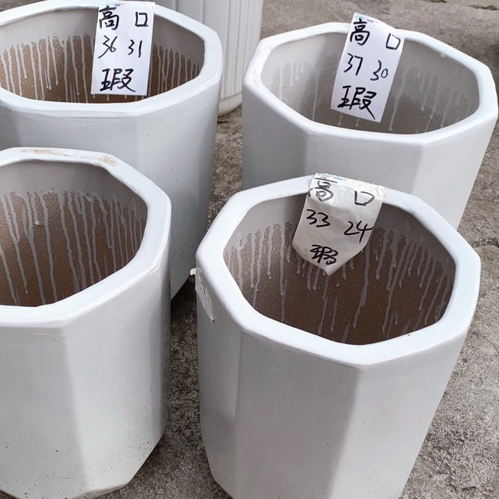 花盆陶瓷白色八宝两个大号两个中号