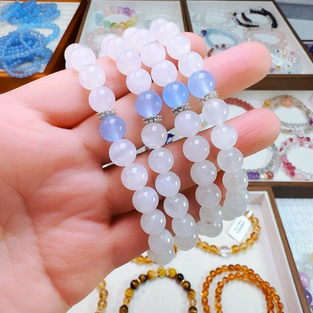 水晶手链未镶嵌月光石海蓝宝