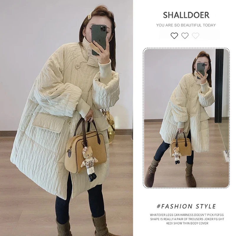 复古风立领长袖棉服外套2025秋冬季新款爆款宽松中长款保暖棉衣女
