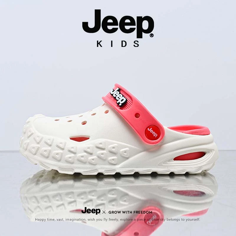 jeep女童透气沙滩凉鞋夏季外穿厚底防滑耐磨凉拖中大童踩屎感拖鞋