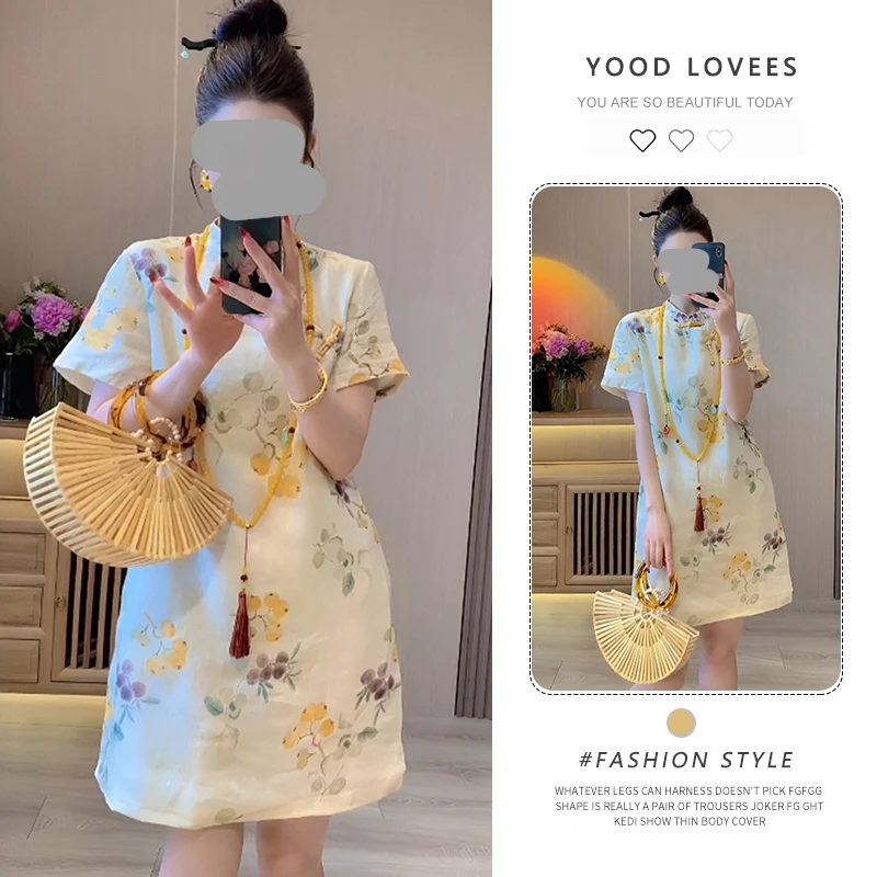 2025年夏季新款网红爆款高端气质优雅感盘扣显白减龄国风连衣裙女