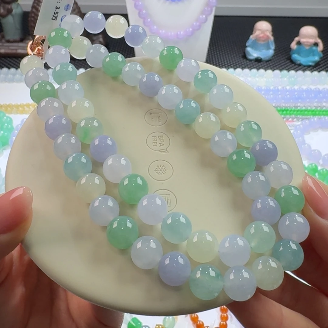 翡翠颈饰未镶嵌巨漏款强推马卡龙多宝长串10mm