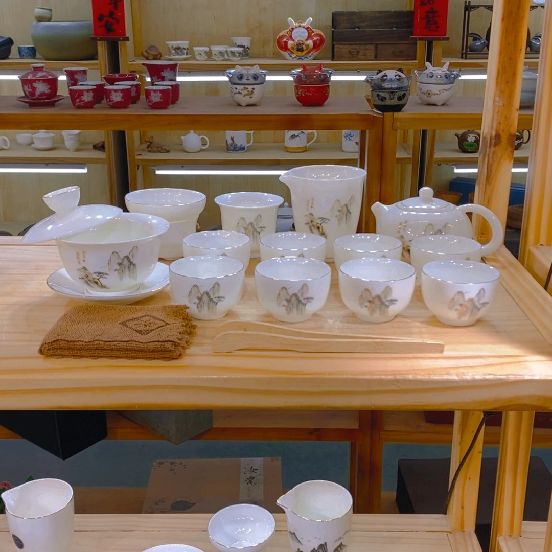 【不止】羊脂玉瓷茶具套装