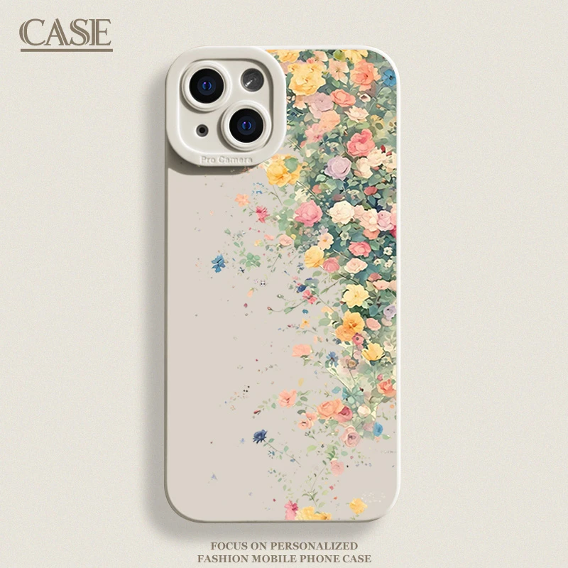 ins月季花适用iPhone16ProMax手机壳15苹果14软13瞳影12磨砂11xsx