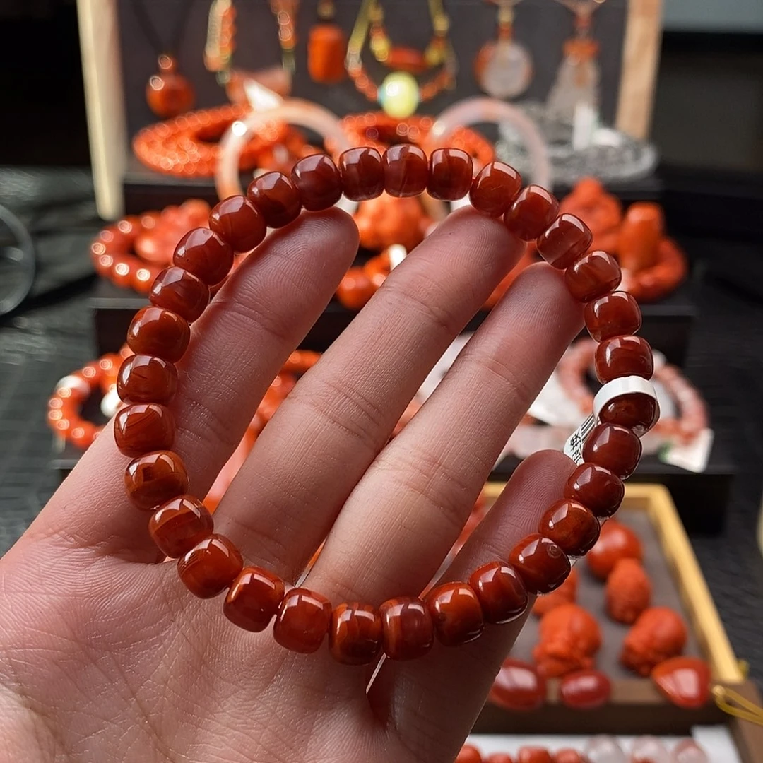 南红玛瑙未镶嵌四川凉山瓦西老型手串7.7mm